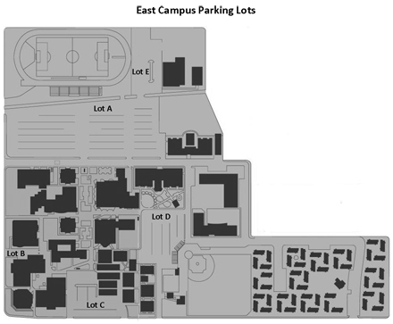 Map of East Campus parking lots