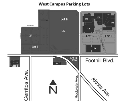 Map of West Campus parking lots