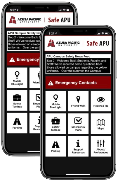 Mobile phone display of Safe APU app