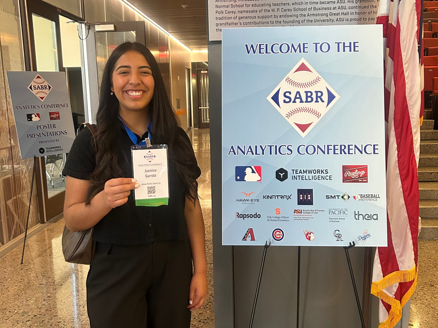 Jazmine Gurrola at the SABR Analytics Conference.