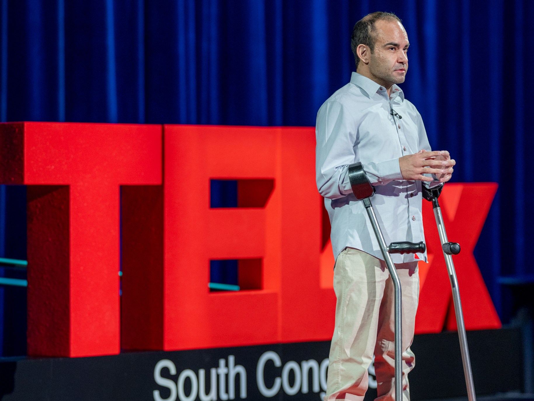 Travis Davis giving his TEDx talk. 
