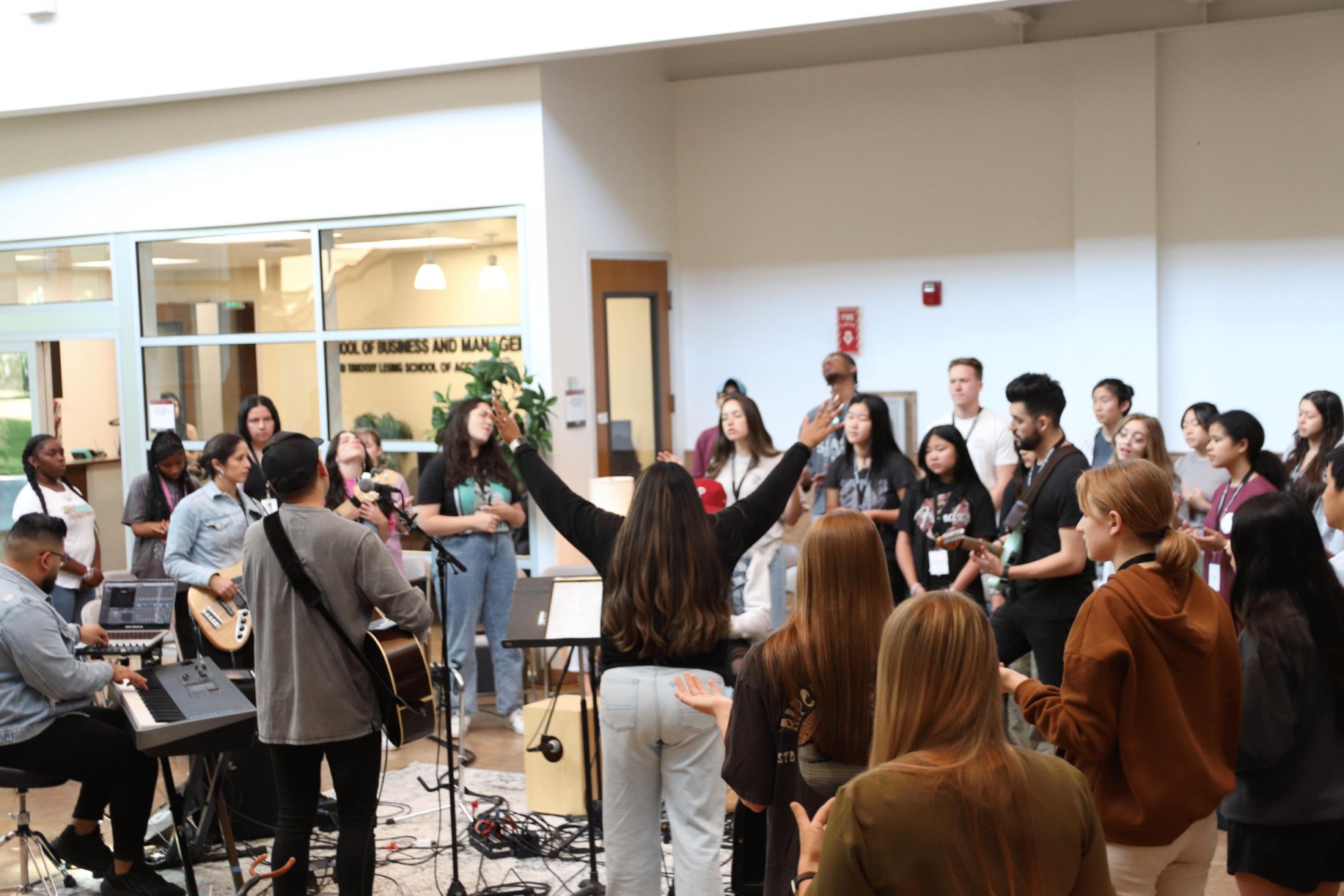 students worshiping God