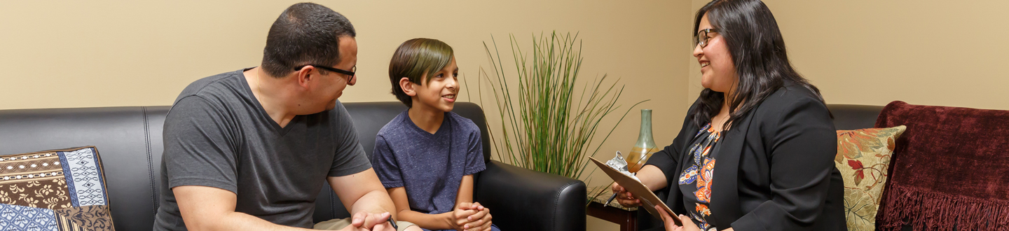 Psychologist talking to client