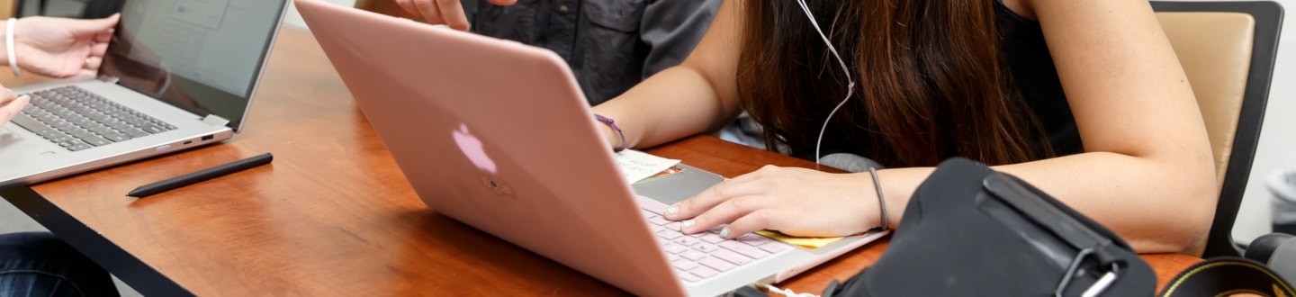 Student with open laptop