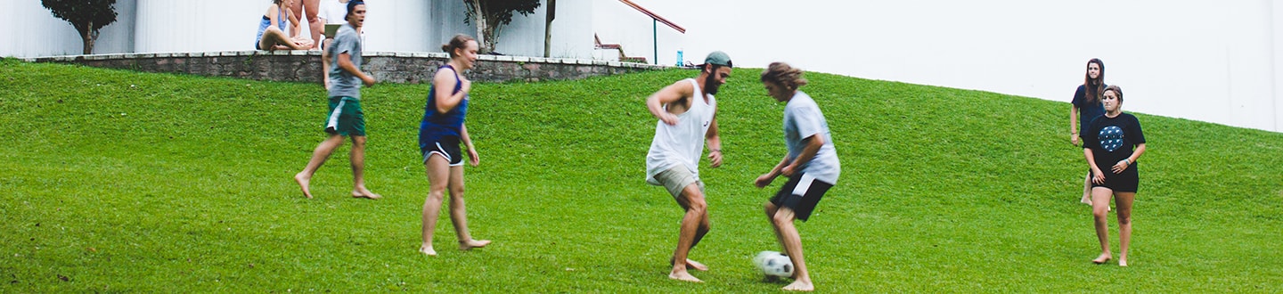 Students playing soccer