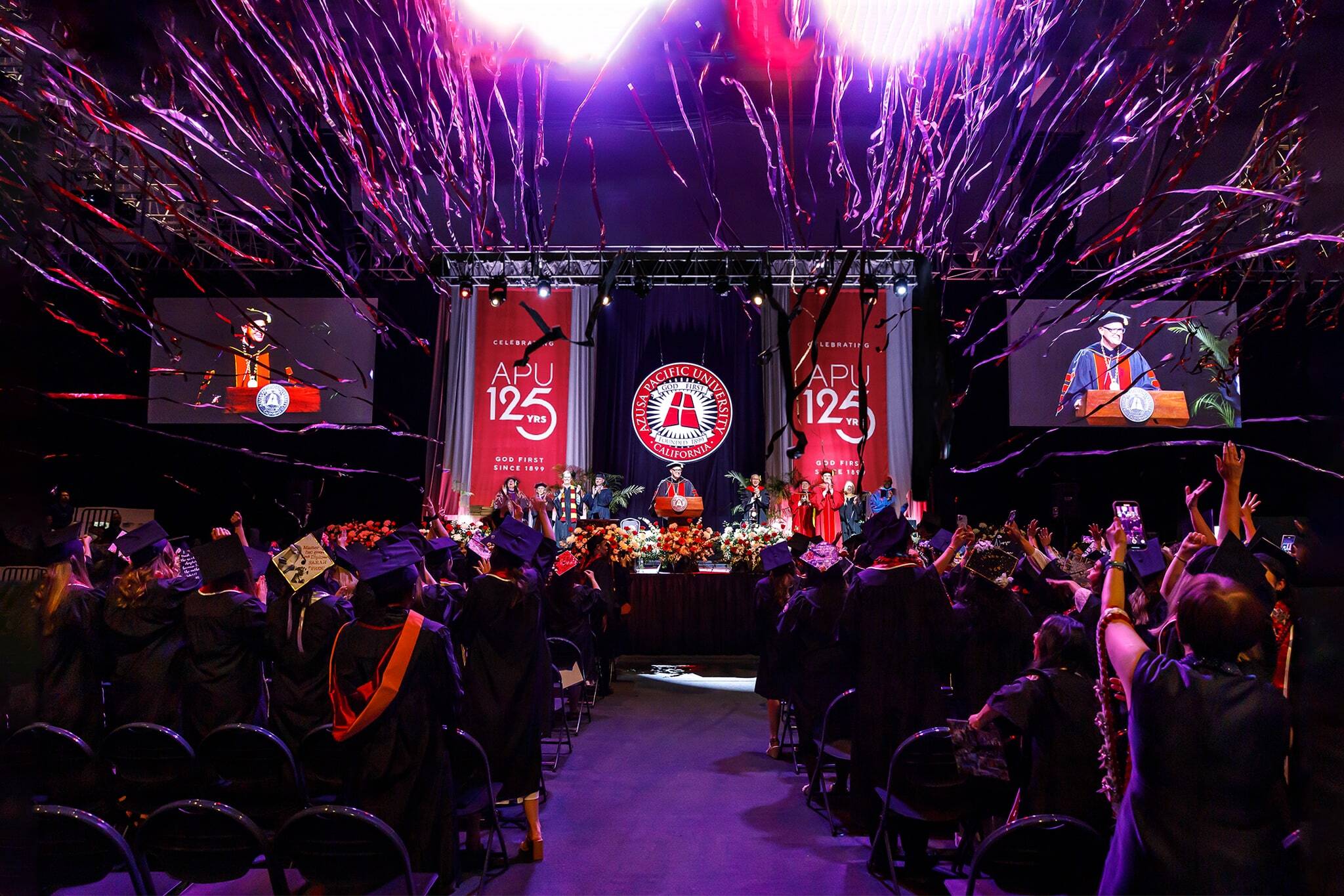 apu's president speaking during commencement ceremony
