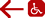 Image of a red arrow to the left and a Handicapped sign next to it.