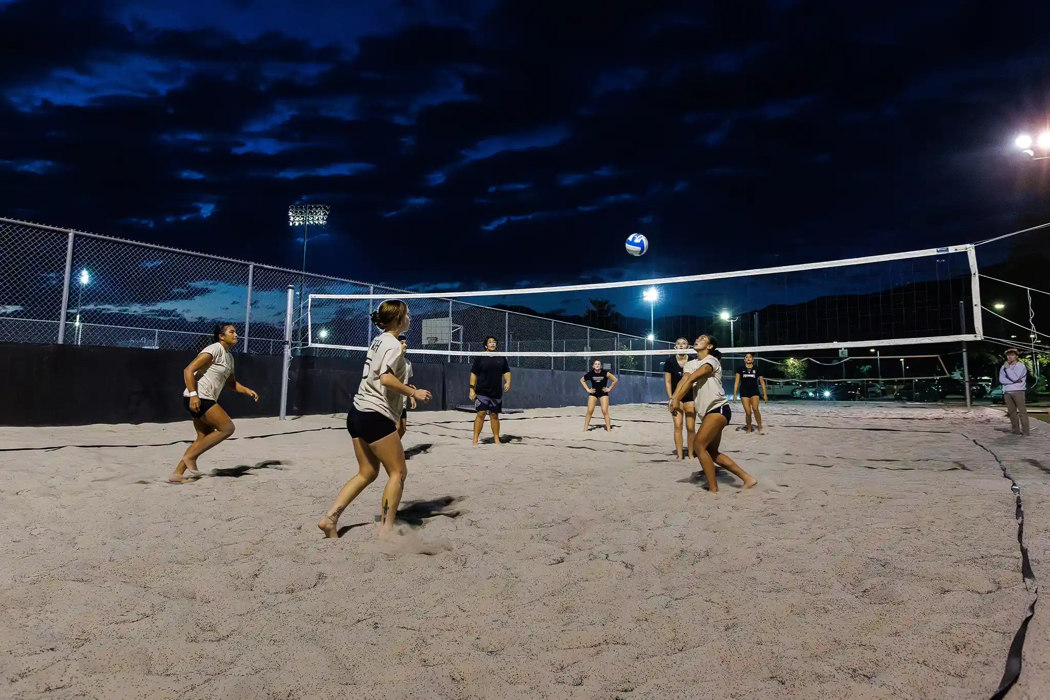 Volleyball students playing