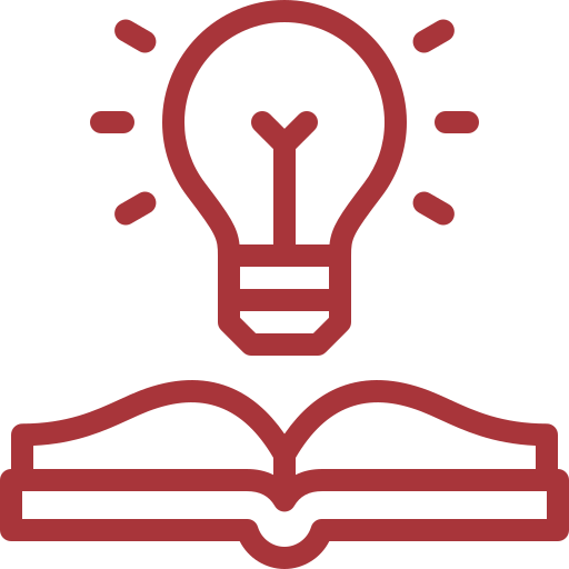 icon of light bulb with a book under
