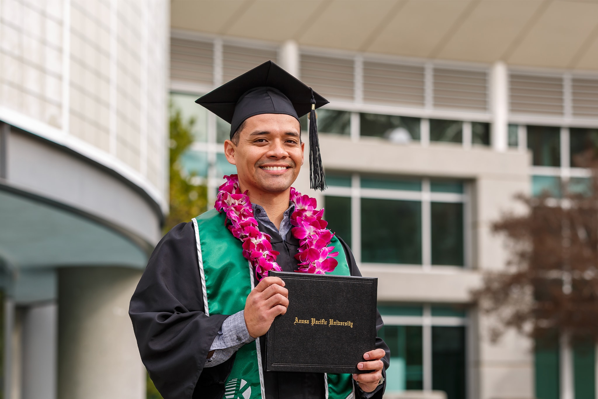 Student in cap and gown