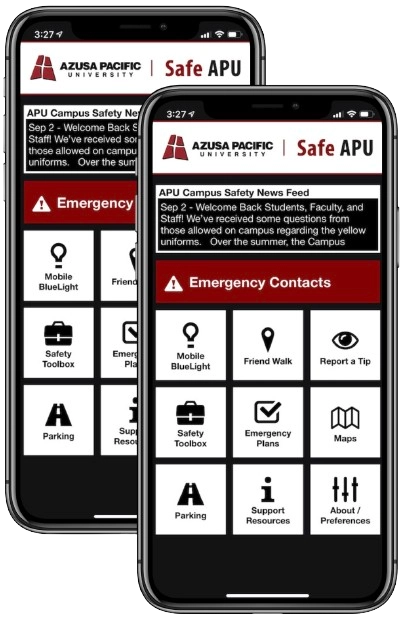 Mobile phone display of Safe APU app