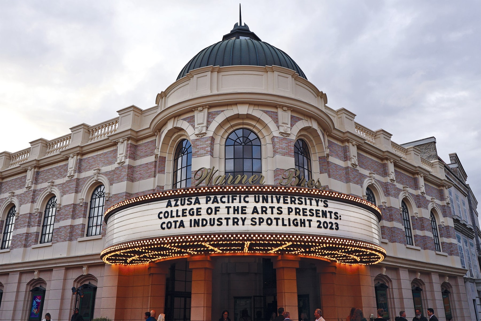 a warner bros building hosting the Azusa College of the Arts event