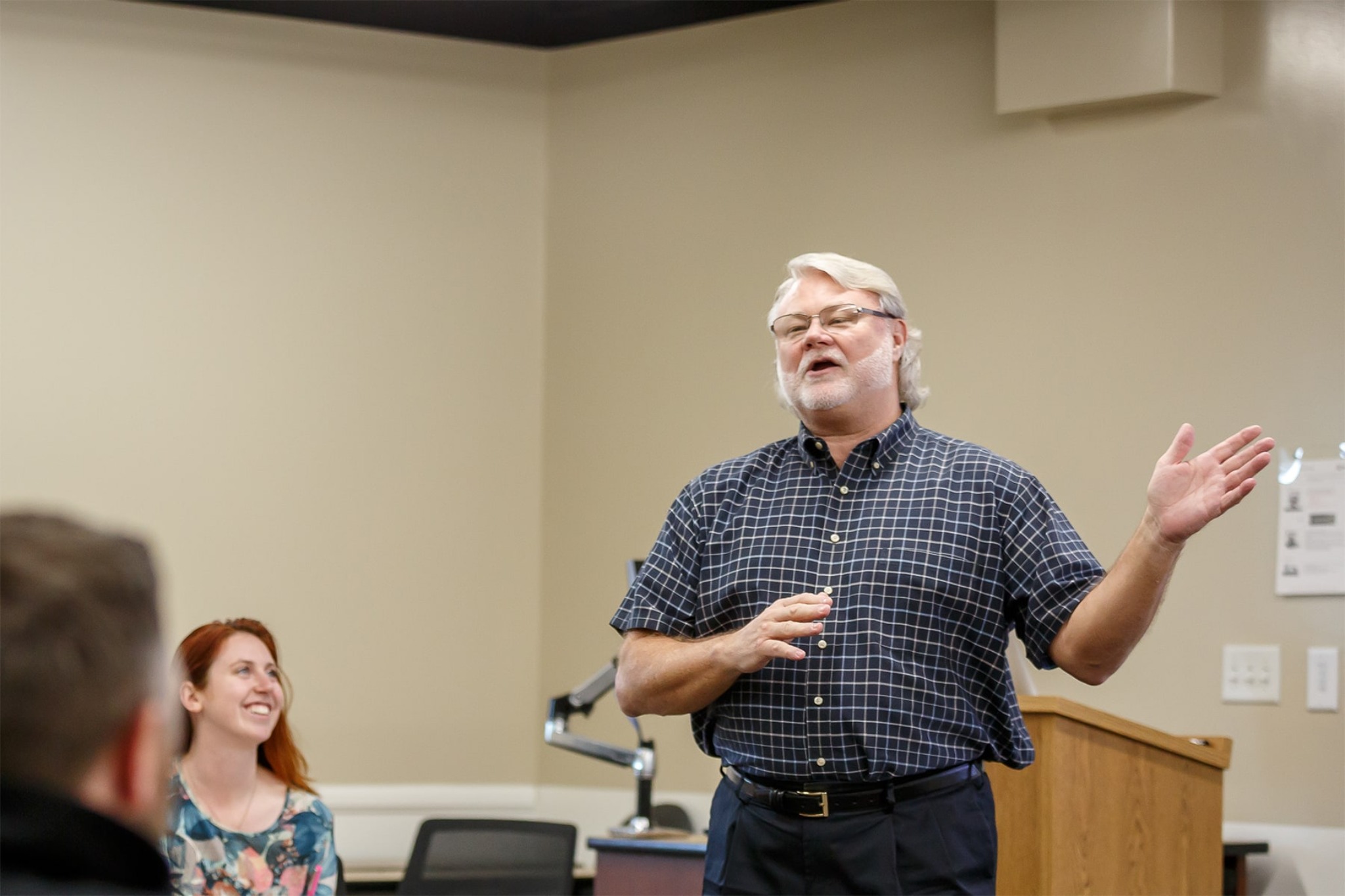 professor lecturing for his students in classroom