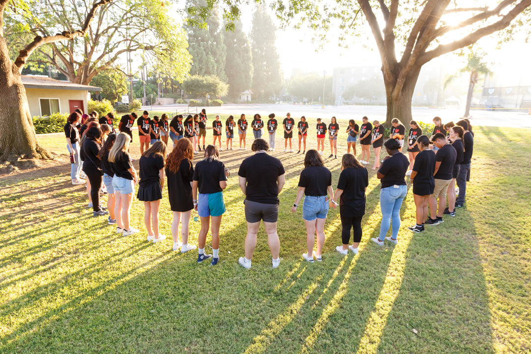 Students praying