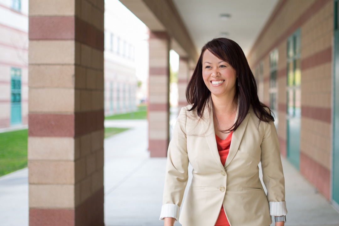 Teacher smiling