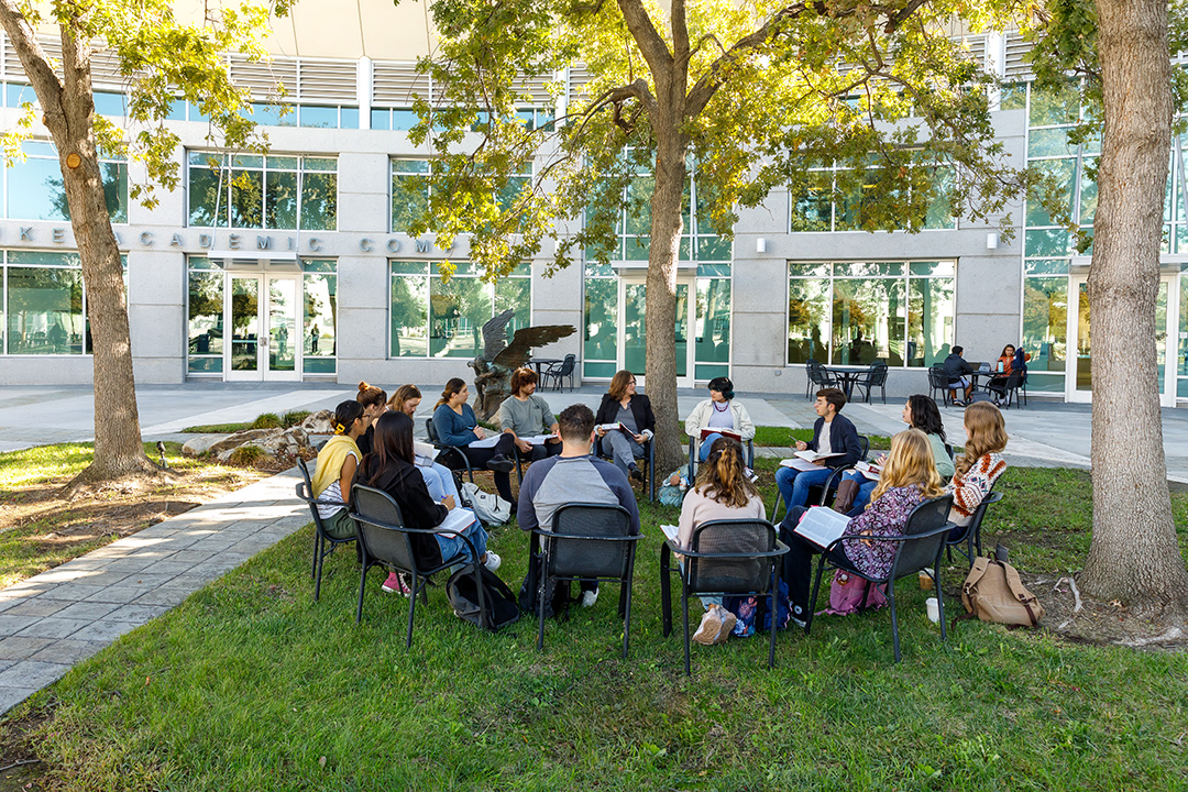 Students discussing in a circle