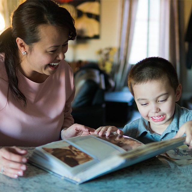 Kim reading book with a child