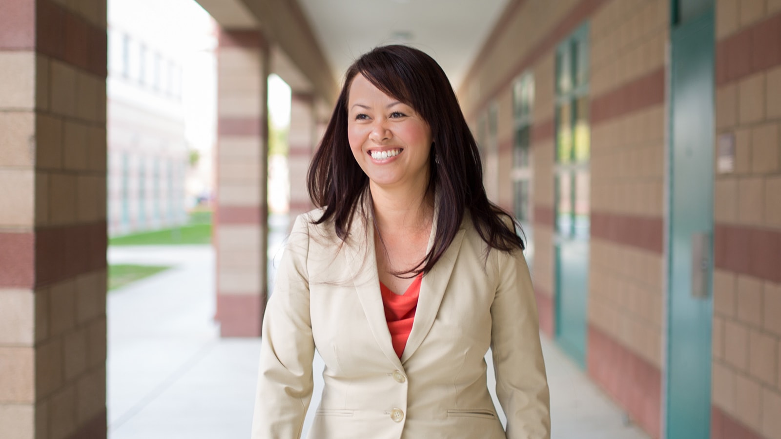 Kim smiling