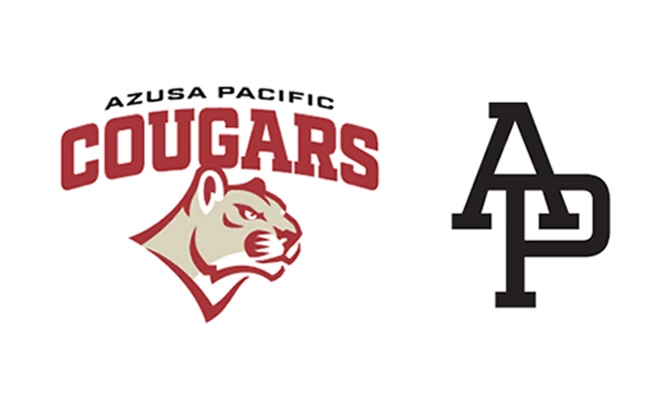 Azusa Pacific University athletics logos, featuring a cougar head with the word Cougars and a stylized AP monogram