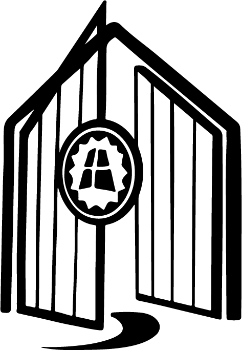 gate icon in black with apu symbol
