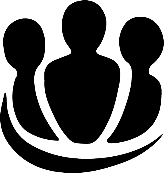 people icon with 3 people in black
