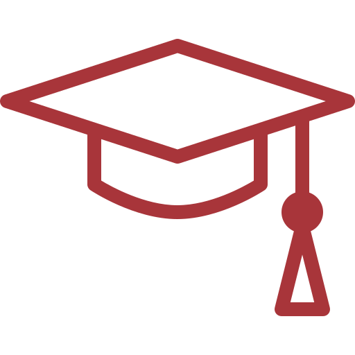 graduatio cap icon in red
