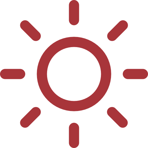 a sun icon in red