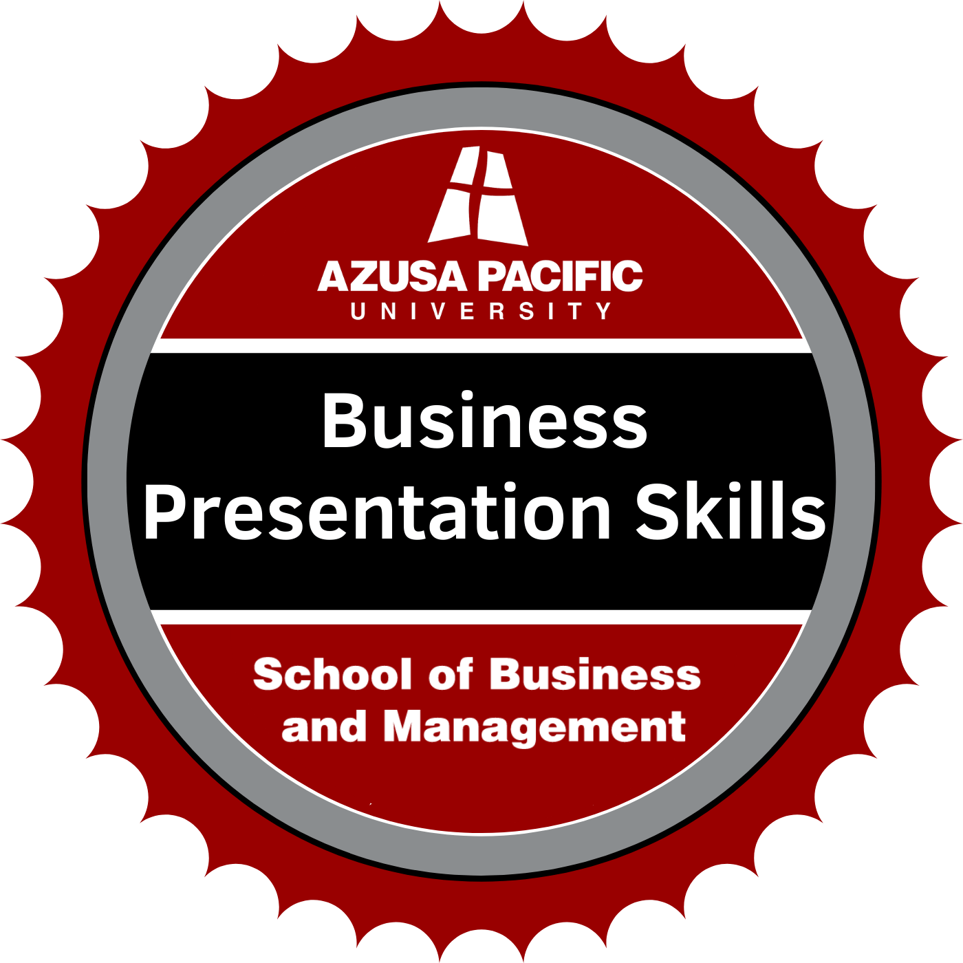 Business Presentation Skills badge that can be earned after completing the course