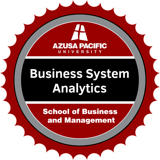  Business Systems Analytics badge that can be earned after completing the course