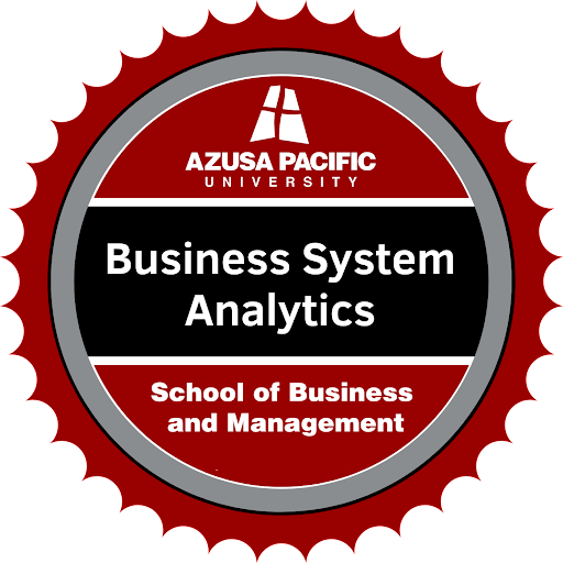 Business Systems Analytics badge that can be earned after completing the course