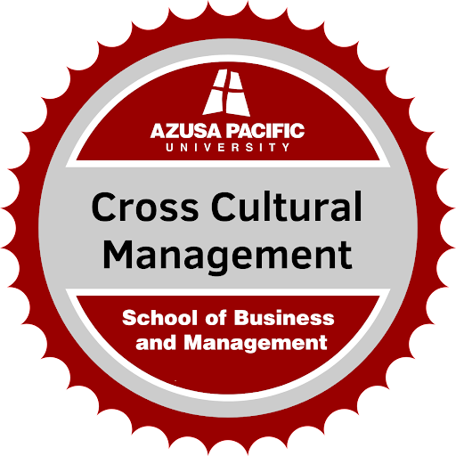 Cross-Cultural Management badge that can be earned after completing the course
