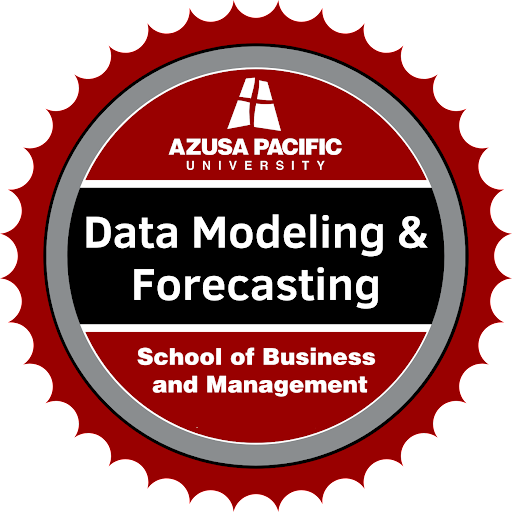 Data Modeling and Forecasting badge that can be earned after completing the course