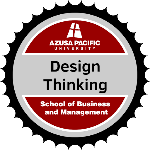 Design thinking badge that can be earned after completing the course