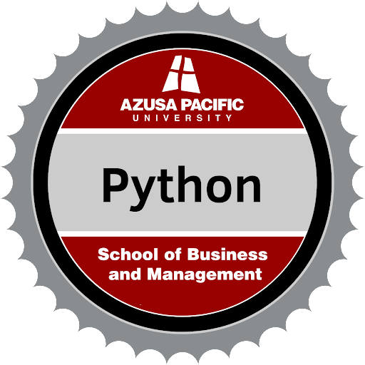 Python badge that can be earned after completing the course