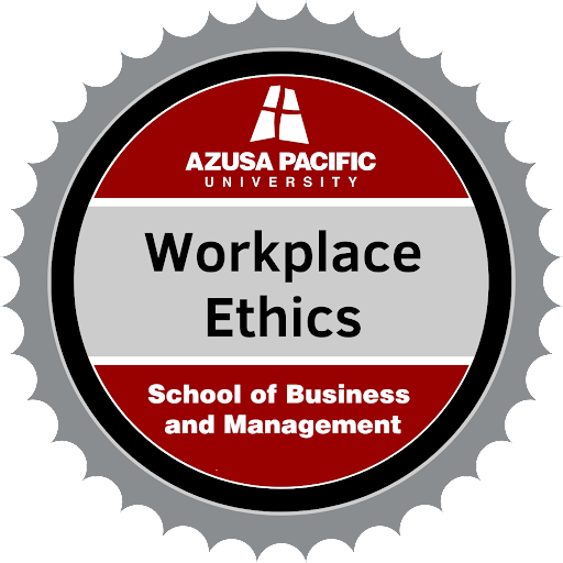 Workplace Ethics badge that can be earned after completing the course