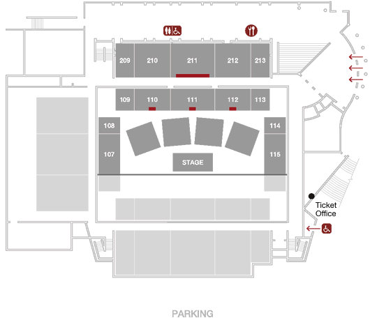 Image of the Half-House Layout Plan highlighting sections the audience should sit down.