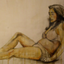 Alisa Barsegyan<br><em>Contemplation figure study #3</em>, 2011<br>Oil on panel<br>36 x 22 in.