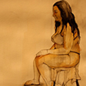 Alisa Barsegyan<br><em>Contemplation figure study #5</em>, 2011<br>Watercolor on panel<br>18 x 22 in.
