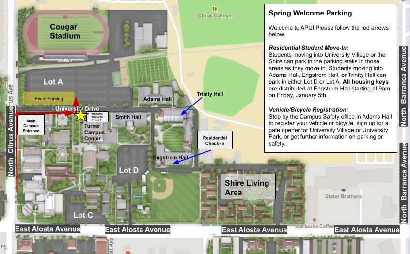 Traffic-flow map for move-in day at APU